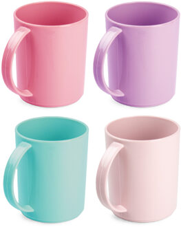 onbreekbare Drinkbekers - kunststof - 350 ml - 8x stuks - kinderen - mix kleuren