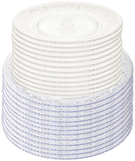 Onbreekbare gebak/taart bordjes - set 24x stuks - kunststof - kristal stijl - transparant