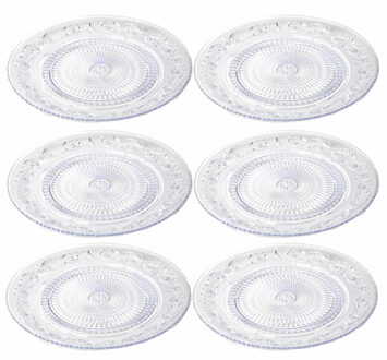 Onbreekbare Ontbijt/gebakbordjes - 10x - kunststof - kristal stijl - transparant - Dia 18 cm