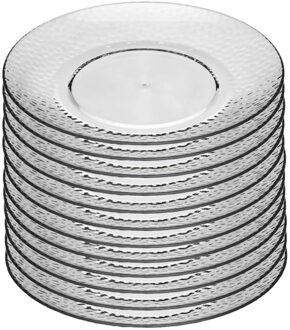 Onbreekbare Ontbijt/gebakbordjes - 12x - kunststof - transparant - Dia 20 cm - gehamerde stijl