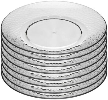 Onbreekbare Ontbijt/gebakbordjes - 8x - kunststof - transparant - Dia 20 cm - gehamerde stijl