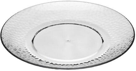 Onbreekbare Ontbijt/gebakbordjes - kunststof - transparant - Dia 20 cm - gehamerde stijl