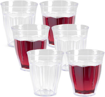 Onbreekbare Picardi drinkglazen - 6x stuks - kunststof - transparant - 250 ml - camping/outdoor/kind