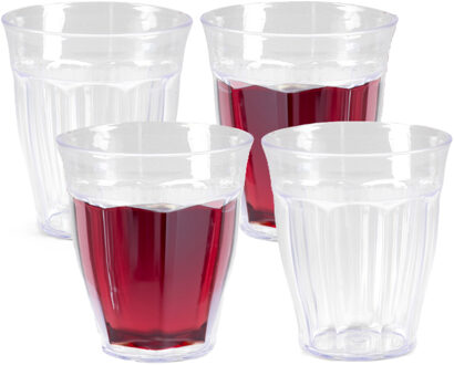 Onbreekbare Picardi drinkglazen - 8x stuks - kunststof - transparant - 250 ml - camping/outdoor/kind