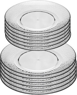 Onbreekbare servies borden - 16x stuks - kunststof - transparant - 20 en 27 cm - camping/outdoor