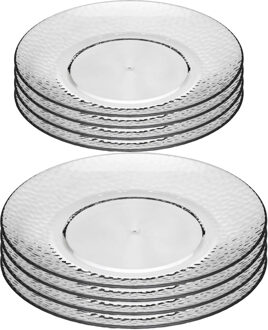 Onbreekbare servies borden - 8x stuks - kunststof - transparant - 20 en 27 cm - camping/outdoor