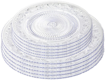 Onbreekbare servies borden - set 10x stuks - kunststof - kristal stijl - transparant - 2 formaten