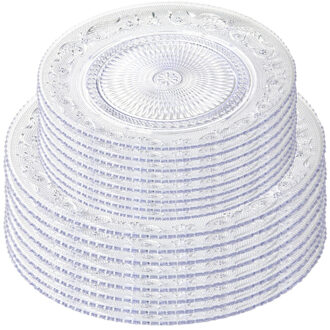 Onbreekbare servies borden - set 16x stuks - kunststof - kristal stijl - transparant - 2 formaten