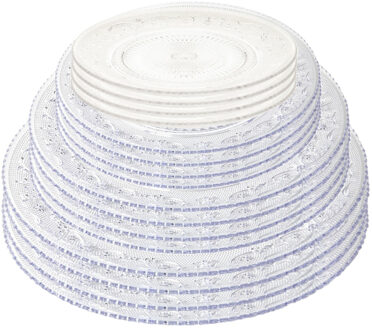 Onbreekbare servies borden - set 16x stuks - kunststof - kristal stijl - transparant - 4 formaten