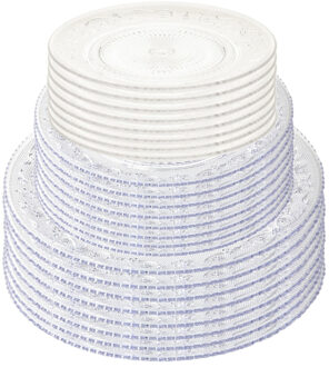Onbreekbare servies borden - set 24x stuks - kunststof - kristal stijl - transparant - 3 formaten