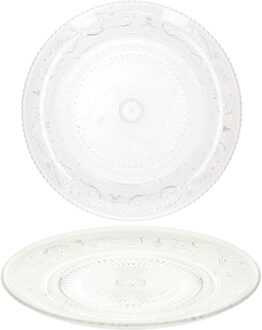 Onbreekbare taart/gebakbordjes - 4x - kunststof - kristal stijl - transparant - Dia 15 cm