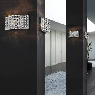 Onda - kristallen wandlamp, 25 cm transparant, chroom