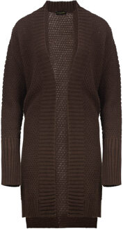 Onder de knielengte Open Front Bruin Gebreid Vest - maat M