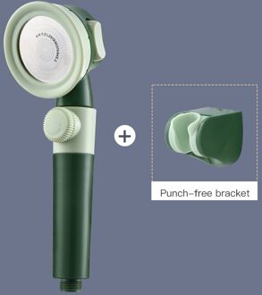 Onder Druk Douchekop Hoge Druk Waterbesparende Geperforeerde Gratis Beugel Slang Verstelbare Badkamer Accessoires Douche Set groen suit 2