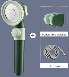 Onder Druk Douchekop Hoge Druk Waterbesparende Geperforeerde Gratis Beugel Slang Verstelbare Badkamer Accessoires Douche Set groen suit 3