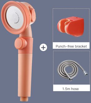 Onder Druk Douchekop Hoge Druk Waterbesparende Geperforeerde Gratis Beugel Slang Verstelbare Badkamer Accessoires Douche Set oranje suit 3