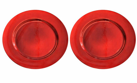Onderborden - 8x - rood - 33 cm - kunststof - Diner borden - kerstdiner dinerborden