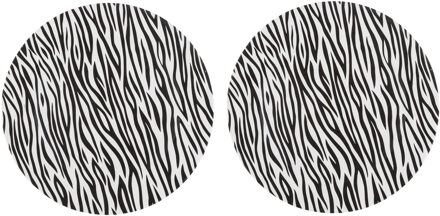 Onderborden Zebraprint - 4x st - rond - D33 cm - kunststof - diner borden - onderzetborden Multi