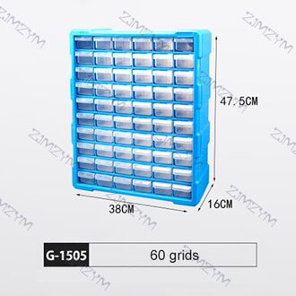 Onderdelen Opbergdoos Component Schroef Gereedschapskist Wall Mount Multi-Raster Lade Plastic Hardware Opbergkast Craft Organizer Case 1505 blauw