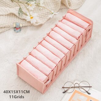 Ondergoed Opbergdoos Sokken Bra Underpants Opvouwbare Divider Drawer Closet Organizer Huishoudelijke Kleding Opslag Sorteren Gereedschap roze-M 11grids