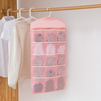 Ondergoed Opslag Zak Kledingkast Opknoping Tas Wasbaar Stofdicht Draagbare Muur Gemonteerde Creatieve Grid Pocket Thuis Benodigdheden Roze / 25 rooster