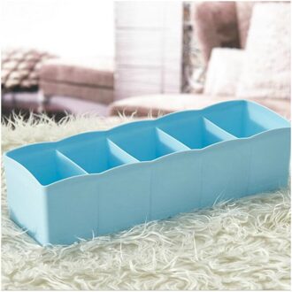 Ondergoed Sok Organizer Vijf Rooster Sorteren Box Desktop Lade Indeling Cosmetica Make Boxes Woonaccessoires Blauw