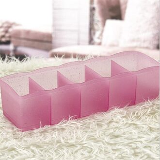 Ondergoed Sok Organizer Vijf Rooster Sorteren Box Desktop Lade Indeling Cosmetica Make Boxes Woonaccessoires transparant paars