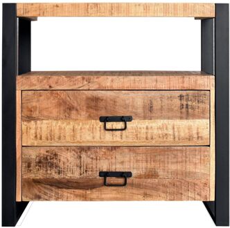 Onderkast BWS Mango Wood 80x45x81cm Met Mat Zwart Metaal Hout