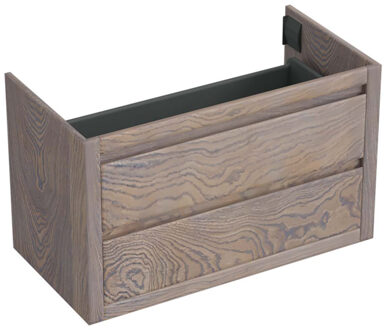 Onderkast Forzalaqua Gela 100x51x60 Cm 2 Softclose Lades Eiken Silver Grey Bruin