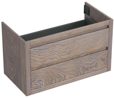 Onderkast Forzalaqua Gela 100x51x60 Cm 2 Softclose Lades Eiken Silver Grey Bruin