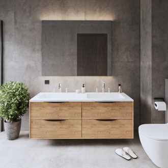 Onderkast Gliss Design Eleganz Hera Zwart 140cm 4 Lades Oak Classic Eiken