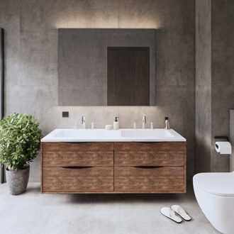 Onderkast Gliss Design Eleganz Hera Zwart 140cm 4 Lades Oak Cognac Eiken