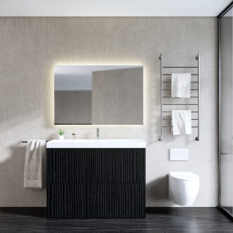 Onderkast Gliss Design Hades 2 Softclose Laden 120x84.5x45cm Houtskool Eiken (wastafel keuze)