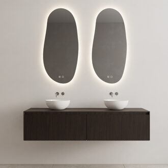 Onderkast Gliss Design Timotheus 160 CM 2 Lades Incl Topplaat Charcoal Bruin