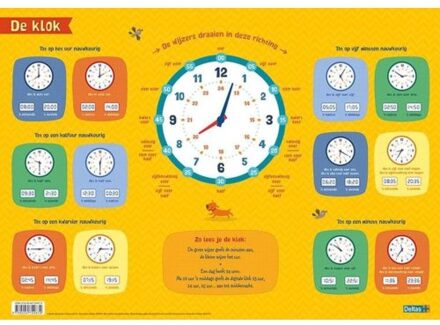 onderlegger De klok junior 43 x 30,5 cm PVC Multikleur
