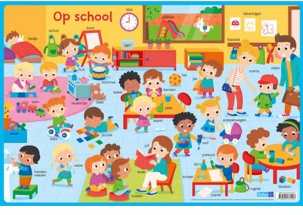 onderlegger Op school junior 47,5 x 32 cm PVC Multikleur
