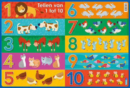onderlegger Tellen van 1 tot 10 junior 47,5 x 32 cm PVC Multikleur