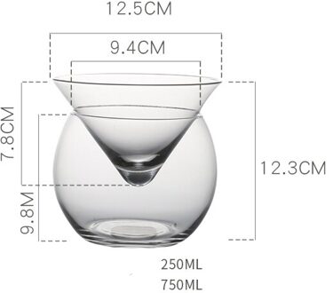 Onderscheidend Moleculaire Mixologie Iced Cocktail Kristallen Glazen Bar Saloon Party Martini Drinken Kegel Sferische Wijn Cup Set Verre 250ml en 750ml
