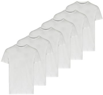 Ondershirt heren t-shirt ronde hals regular fit 6-pack Wit - XXL