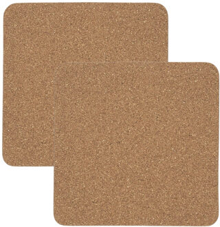 Onderzetter - 2x - kurk - vierkant - D19 cm - voor pannen - hittebestendig