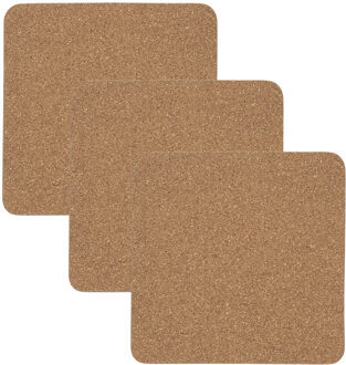 Onderzetter - 3x - kurk - vierkant - D19 cm - voor pannen - hittebestendig