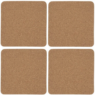 Onderzetter - 4x - kurk - vierkant - D19 cm - voor pannen - hittebestendig