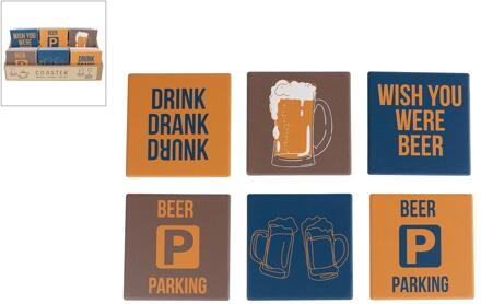 Onderzetter Beer m/tekst 10x10x0,7cm verschillende