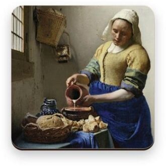 Onderzetter Vermeer Het Melkmeisje 9,5x9,5cm multi