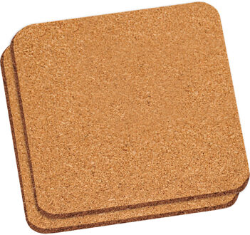 Onderzetter voor pannen - 2x - kurk - 20 x 20 cm - vierkant - hittebestendig - kookpannen/ov