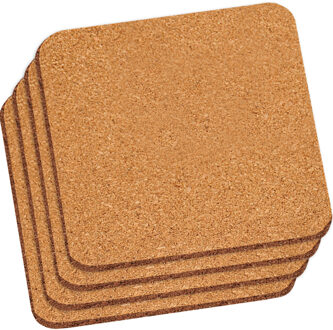 Onderzetter voor pannen - 4x - kurk - 20 x 20 cm - vierkant - hittebestendig - kookpannen/ov