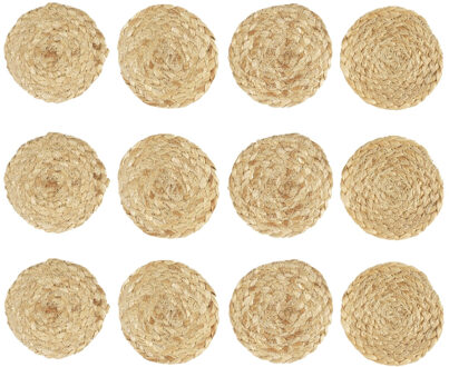 onderzetters - 12x stuks - jute - naturel - 10 x 10 cm - voor glazen