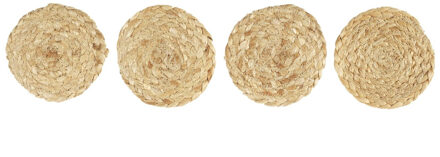 onderzetters - 4x stuks - jute - naturel - 10 x 10 cm - voor glazen