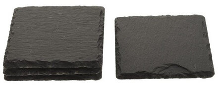 Onderzetters - 8x stuks - leisteen - vierkant - 10 cm - glazen onderzetters