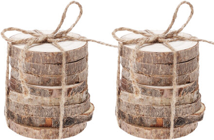 Onderzetters - bruin - 16x - 8 cm - hout - onderleggers - coasters